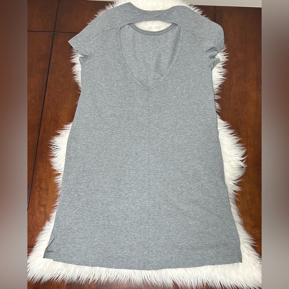 Lululemon Size 6 Summer Day Tripper Dress Heathered Medium Grey Open Back Cotton - Picture 9 of 15